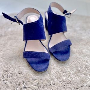 Nine West Royal/purple Suede Block Heel Sandals